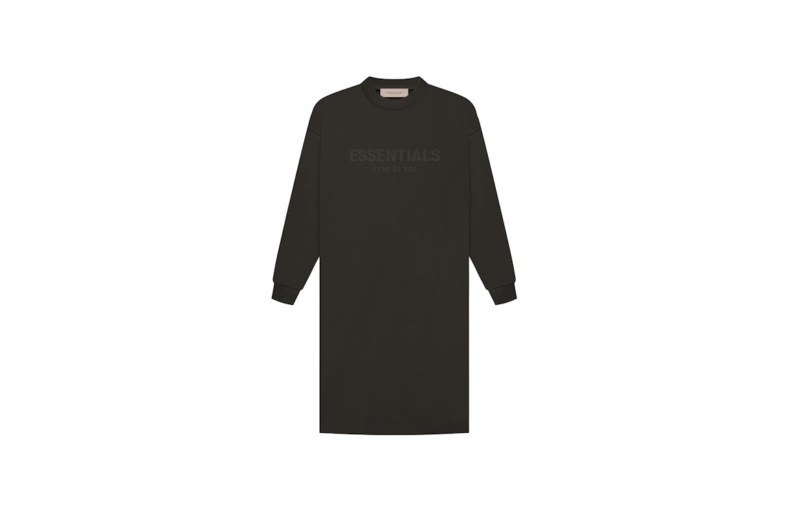 Pre-owned Fear Of God Essentials Women's L/s Tee Dress Off Black