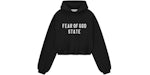 Felpa moderna da donna Fear of God Essentials, in pile, con cappuccio raglan, colore: nero intenso