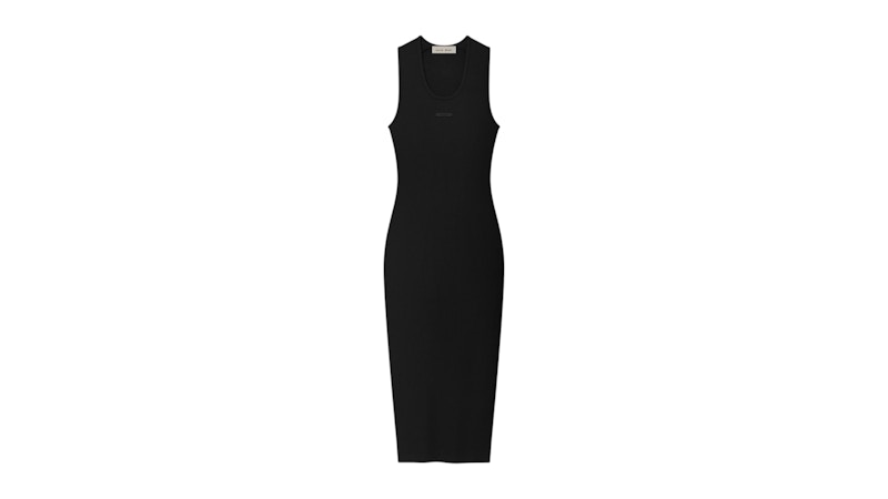 Fear of God Essentials Womens Rib Knit Fitted Long Tank Dress Vintage Black  - SS26 - US