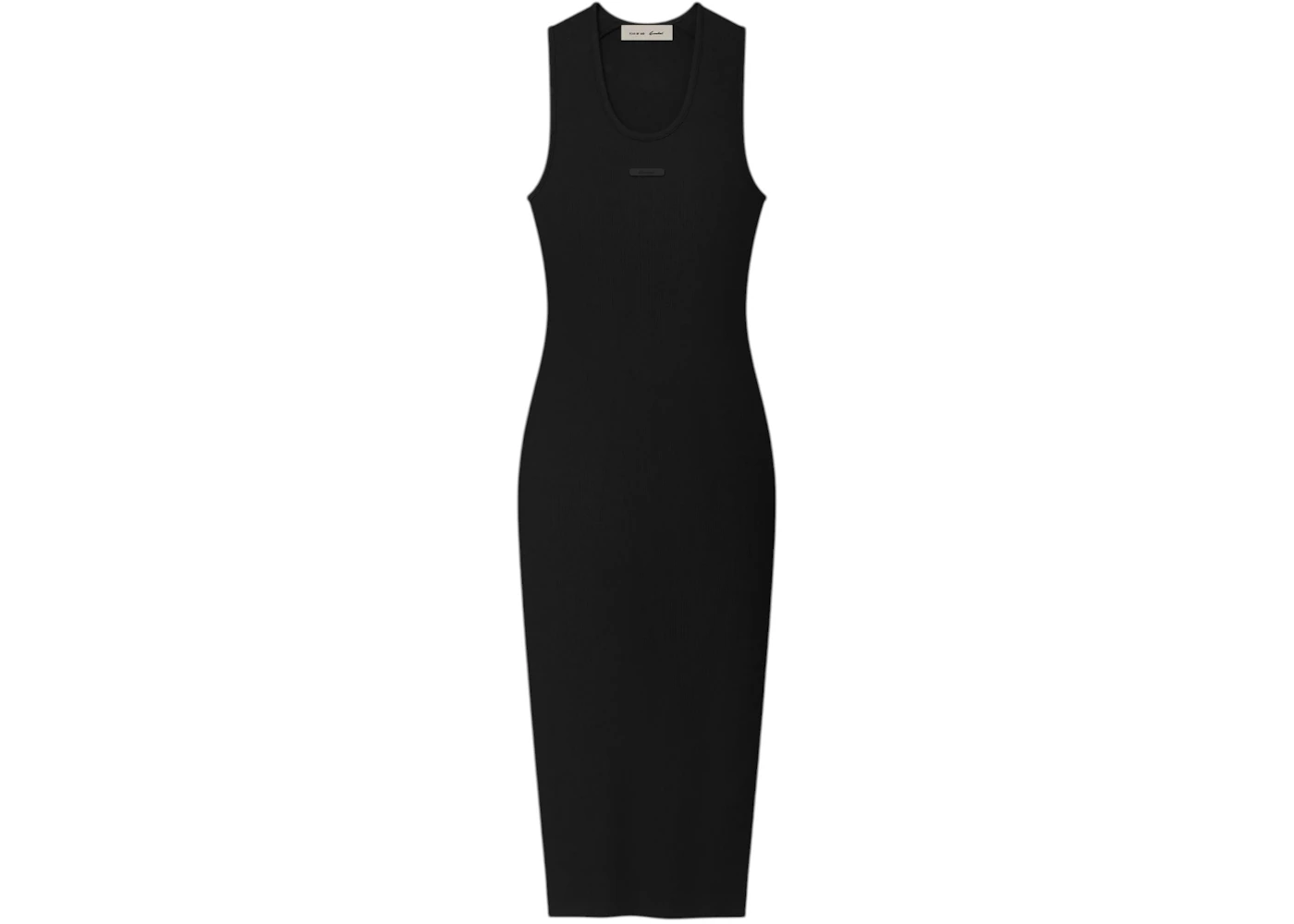 Fear of God Essentials Womens Rib Knit Fitted Long Tank Dress Vintage Black - SS26 - US Fear of God Essentials Womens Rib Knit Fitted Long Tank Dress Vintage Black - SS26 - US