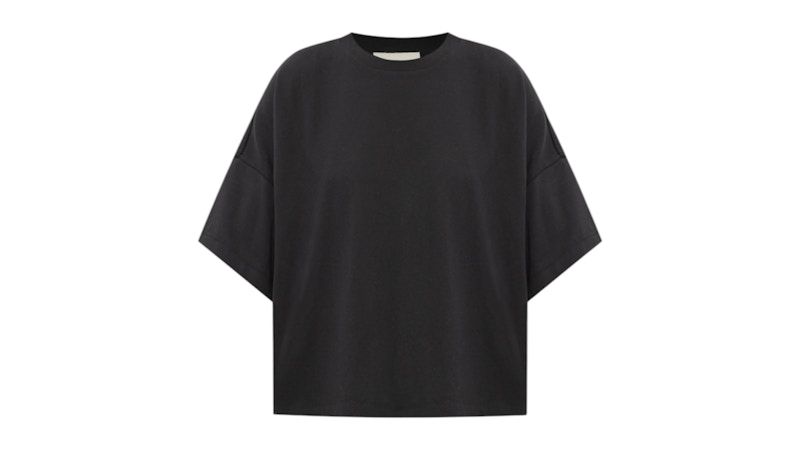 Pre-owned Fear Of God Essentials Women's Top Jersey Crewneck Sweat-shirt T-shirt In Jet Black