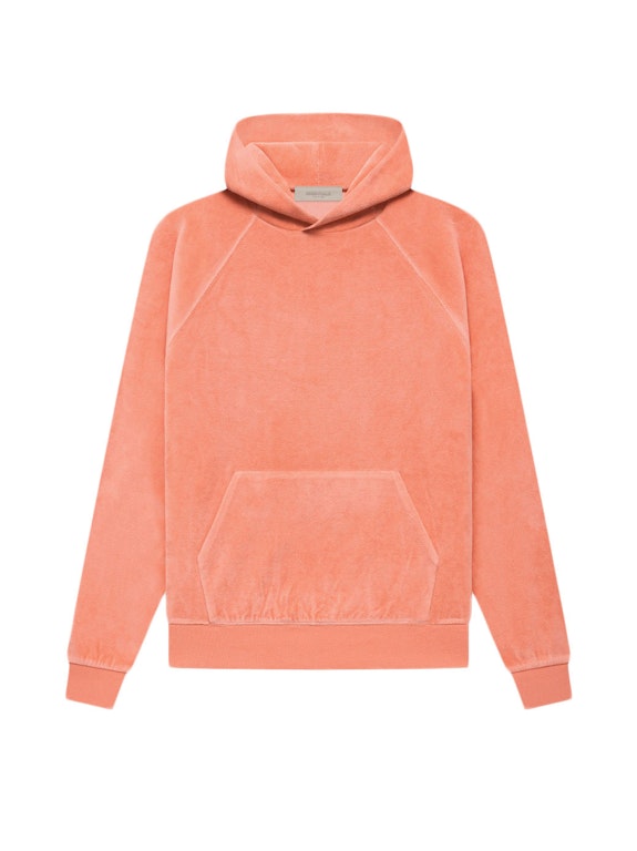 Pre-owned Fear Of God Essentials Women's Velour Hoodie Coral