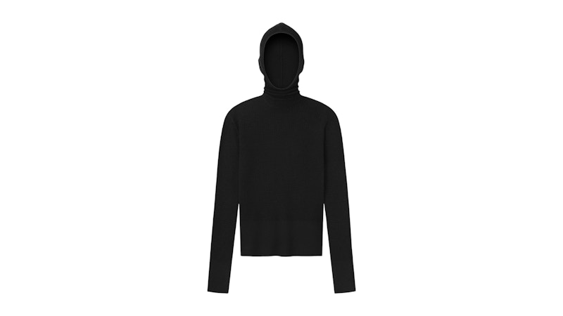 Fear of God Essentials Womens Waffle Long Sleeve Hoodie Jet Black