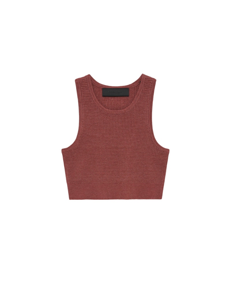 Pre-owned Fear Of God Essentials Womens Waffle Sport Tank In Crimson