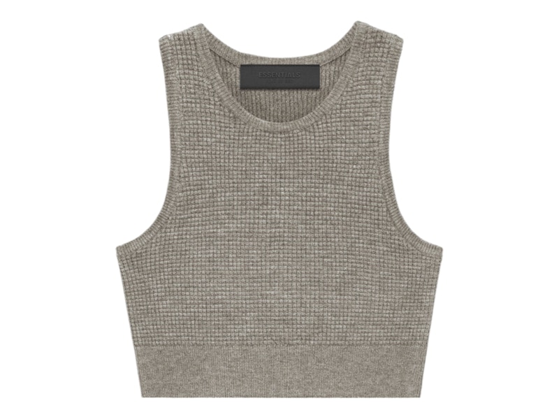Pre-owned Fear Of God Essentials Women's Waffle Sport Tank In Heather Gray