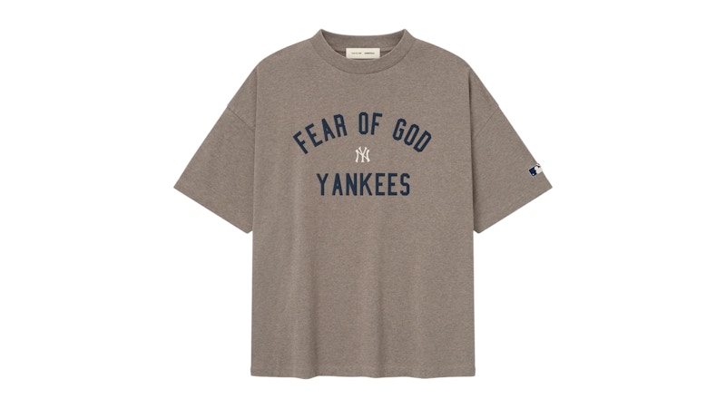 Pre-owned Fear Of God Men's Essentials Yankees 90's Tee Shirt In Homestead Heather In Purple