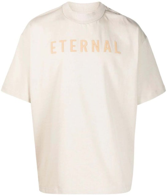US of - Beige SS23 Fear Eternal - Light Cotton Men\'s T-Shirt Logo-Flocked God