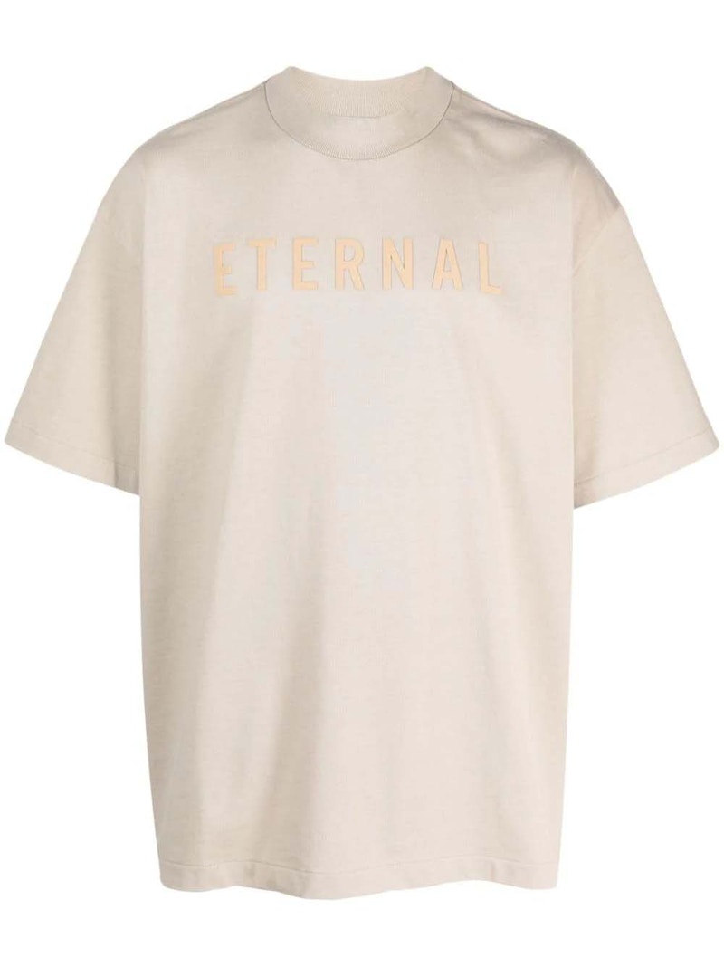 Fear of God Eternal Logo-Flocked Cotton T-Shirt Black Men's