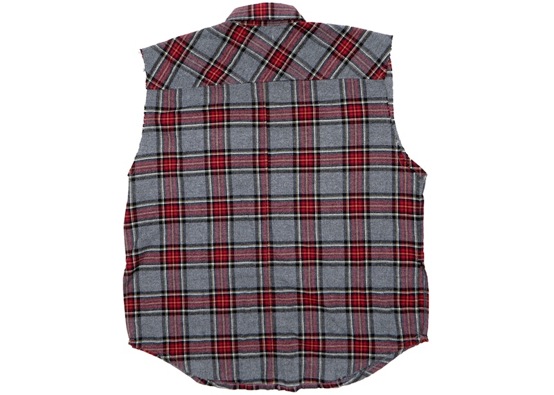 FEAR OF GOD FOG Sleeveless Plaid Flannel Shirt Grey Men's