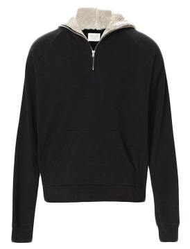 FEAR OF GOD Half Zip Sherpa Hoodie Black Men's - Fourth Collection