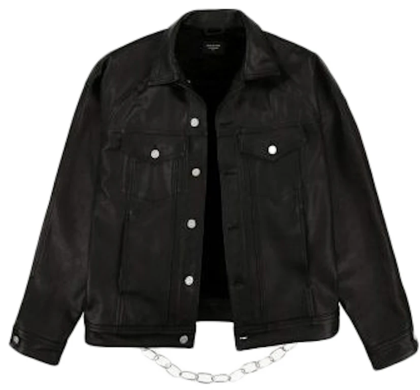 FEAR OF GOD Jay-Z Leather Trucker Jacket Black - Fifth Collection - GB