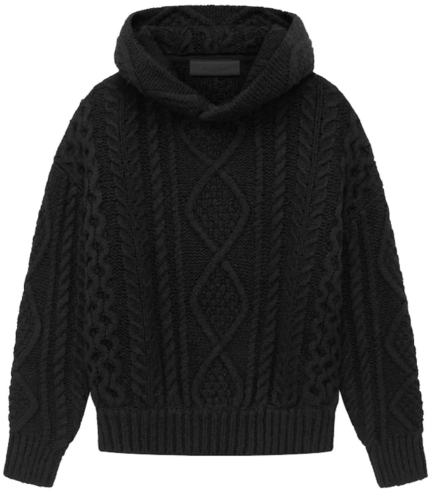 Fear of God Essentials Kids Cable Knit Hoodie Black Kids' - SS23 - US