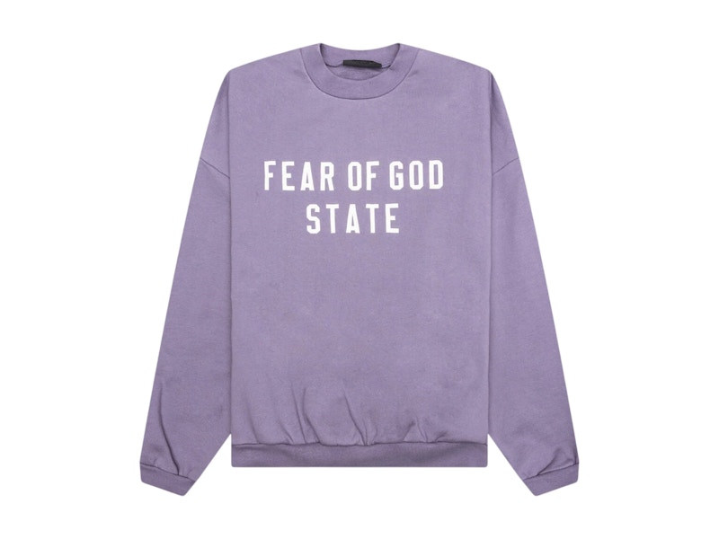 Pre-owned Fear Of God Men's  Logo Printed Crewneck Sweatshirt In Lavender