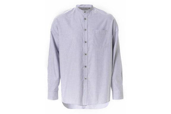 FEAR OF GOD Mandarin Oxford Shirt Grey Pinstripe