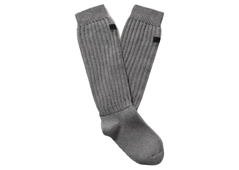 Pre-owned Fear Of God Men's  Mr. Porter Exclusive Logoappliquéd Ribbed Cottonblend Socks In Gray