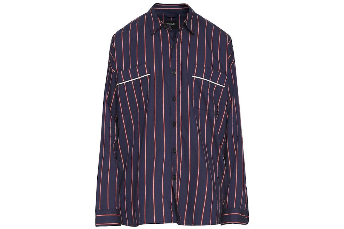 FEAR OF GOD Piped Oversized Shirt Navy/Red Stripe