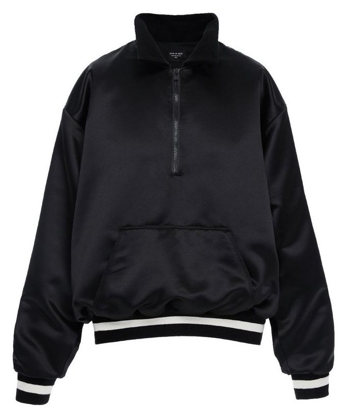 FEAR OF GOD Satin Half-Zip Coaches Jacket Black - Fifth Collection ...