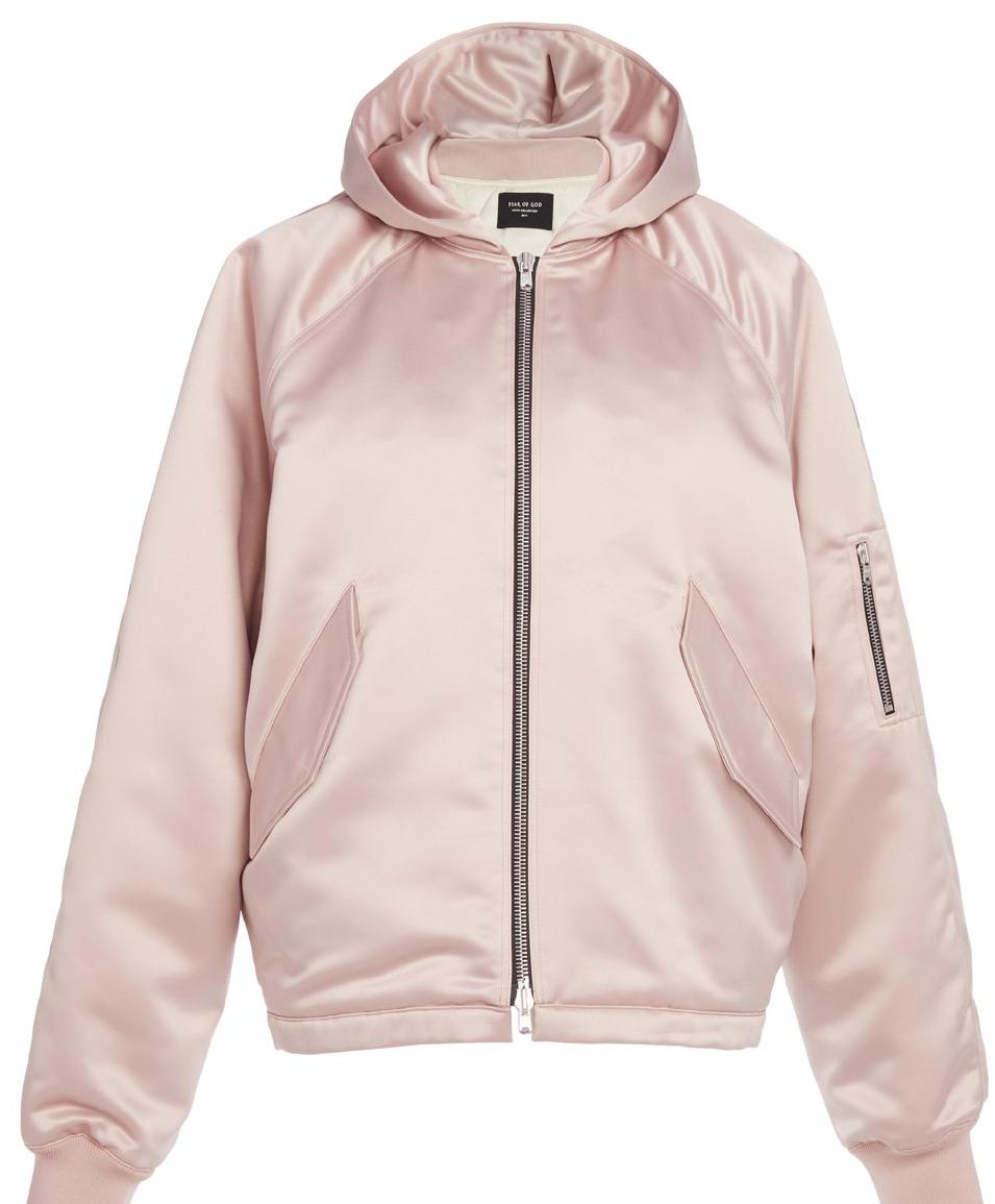 FEAR OF GOD Satin Hooded Bomber Jacket Blush - Fifth Collection