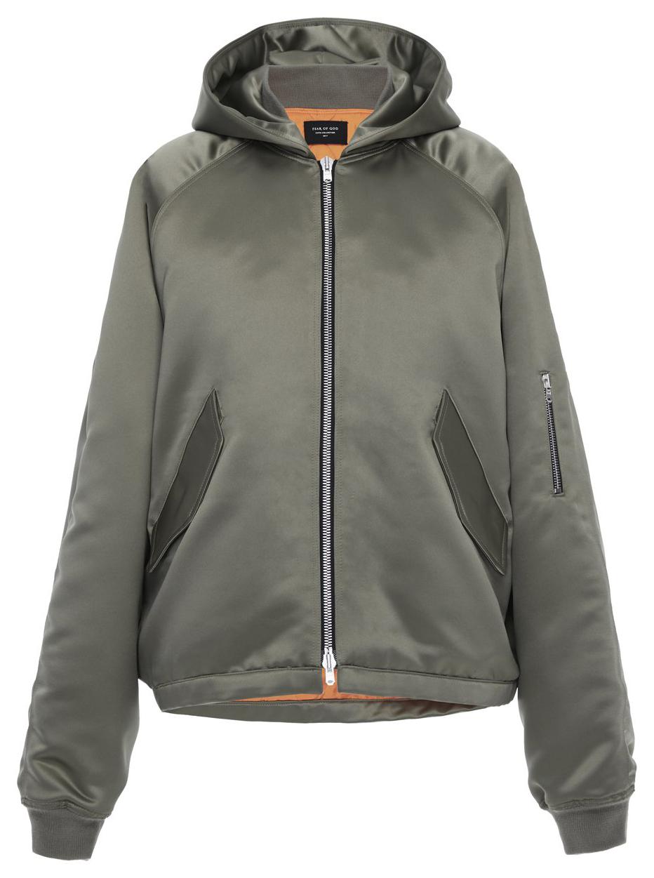 FEAR OF GOD Satin Hooded Bomber Jacket Sage Hombre - Fifth