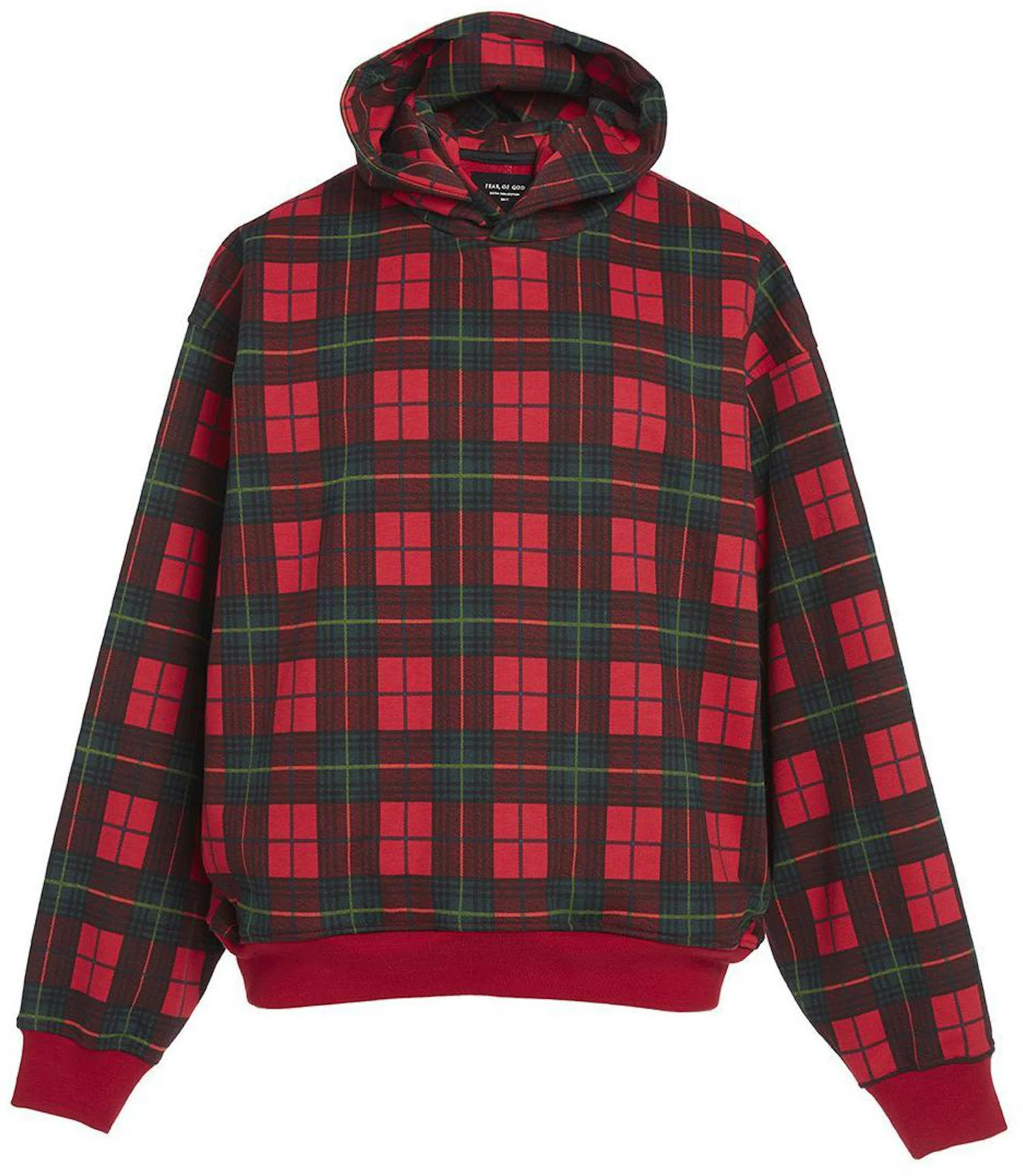 FEAR OF GOD Tartan Plaid Everyday Hoodie Red Plaid Men's - Fifth Collection  - US