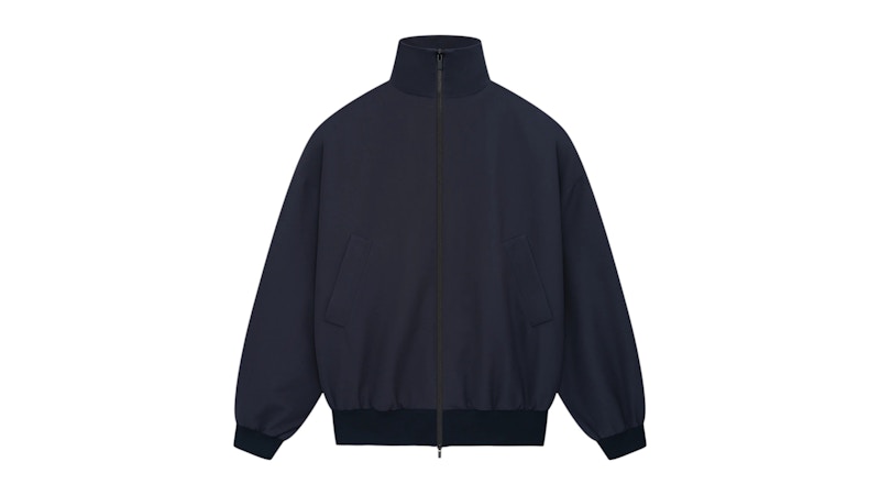 Pre-owned Fear Of God Men's  Wool High Neck Track Jacket In Navy Blue
