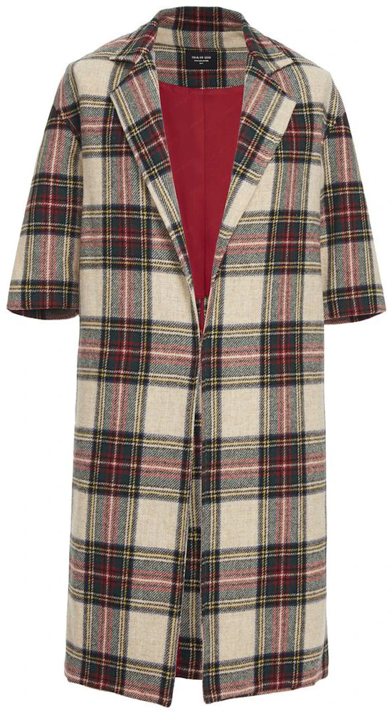 FEAR OF GOD Wool Tartan Overcoat Khaki Men's - Fifth Collection - US