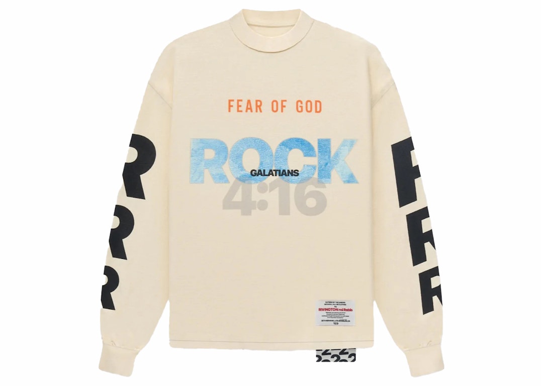 Pre-owned Fear Of God X Rrr-123 For Dave Chappelle L/s T-shirt Cream