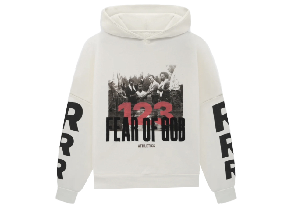 Fear of God x RRR123 Stop Running Hoodie White