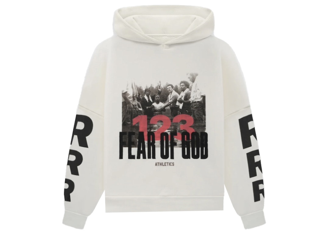 Pre-owned Fear Of God X Rrr123 Stop Running Hoodie White