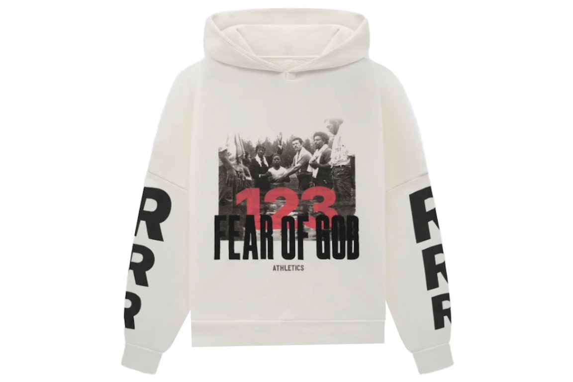 Pre-owned Fear Of God X Rrr123 Stop Running Hoodie White