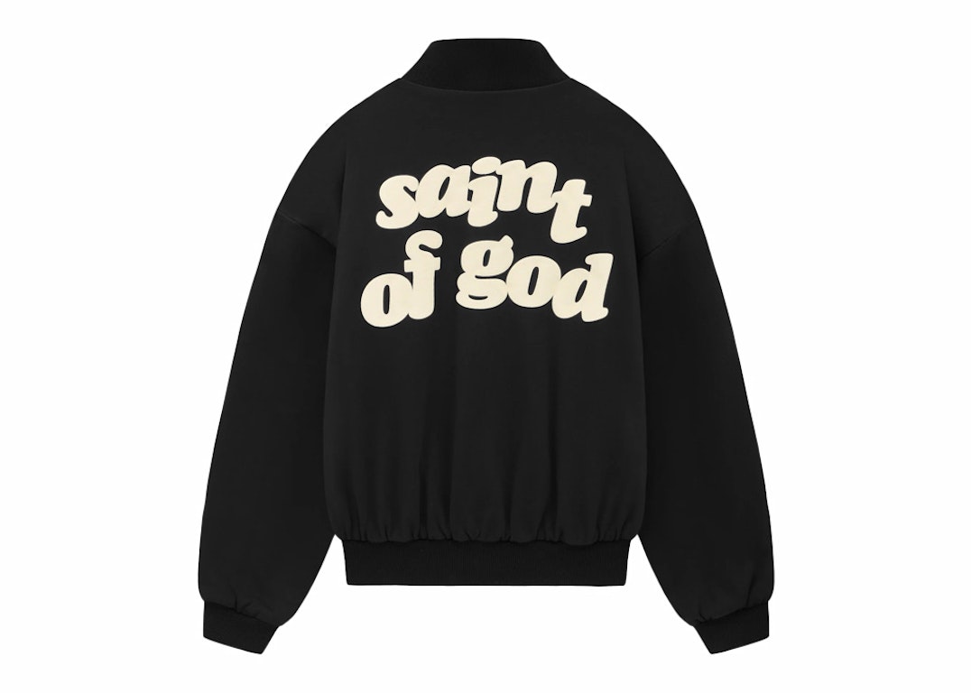 Pre-owned Fear Of God X Saint Mxxxxxx Saint Of God Varsity Jacket Black