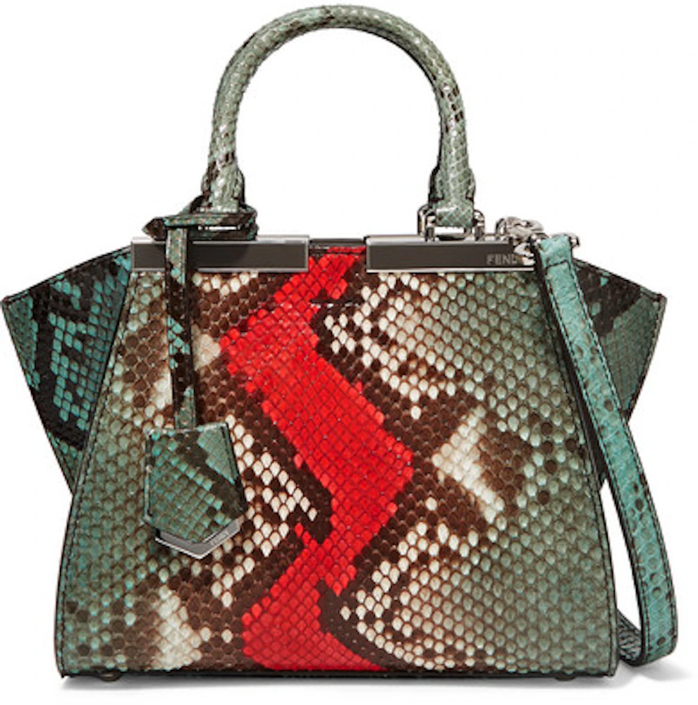 Fendi 3Jours Python Small Green Red in Leather with Palladium - US