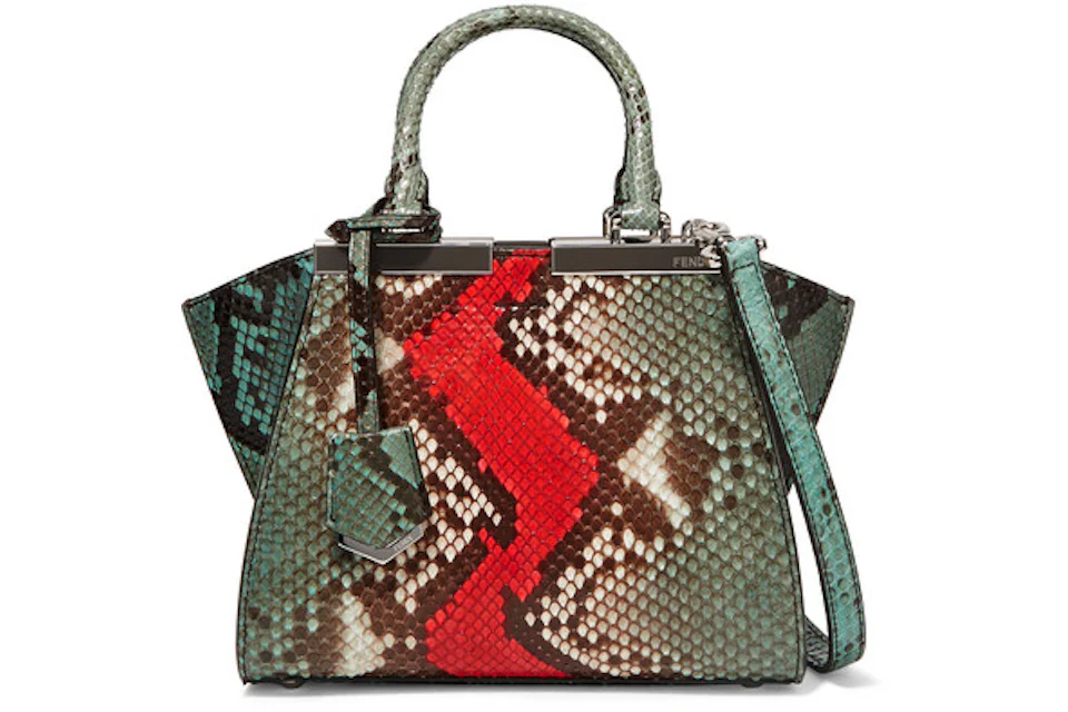 Fendi 3Jours Python Small Green Red in Leather with Palladium - US