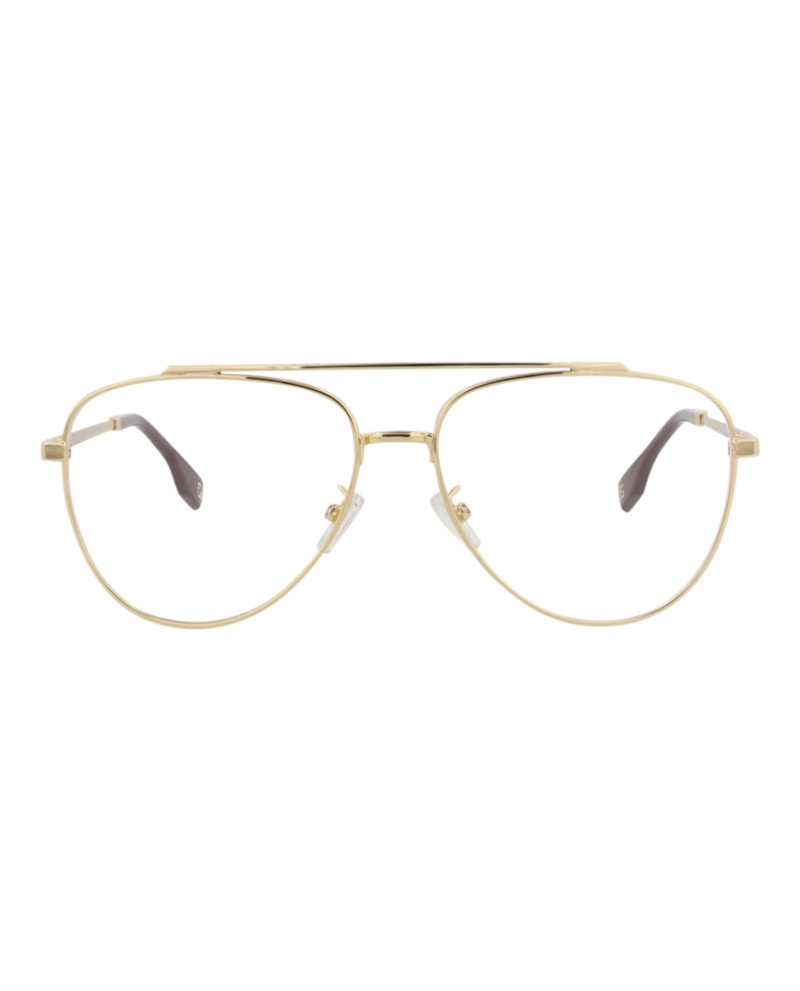 Pre-owned Fendi Men's  Aviatorframe Acetate Optical Frames In Gold Gold Transparent (fe50077u/56/032)