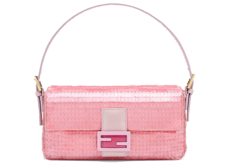 Fendi Baguette 1997 Shoulder Bag Pink in Satin/Sequins with Gold ...