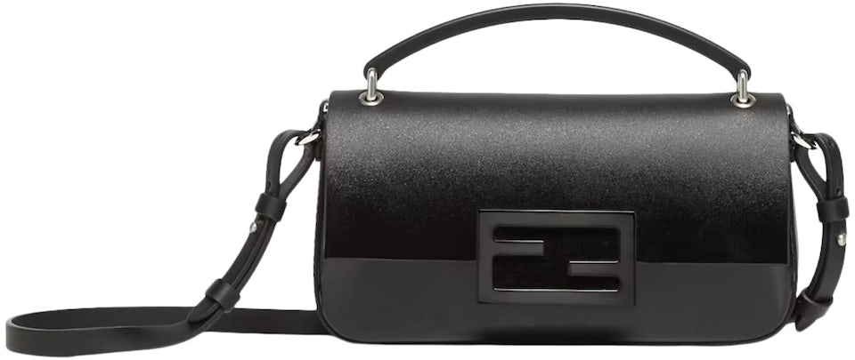 Fendi Black Patent Leather Mini Baguette Crossbody Shoulder Bag