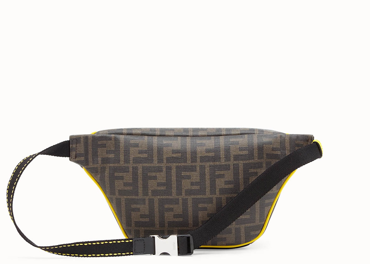Fendi Belt Bag FF Fabric Yellow Piping Brown/Black in PU/Leather with ...
