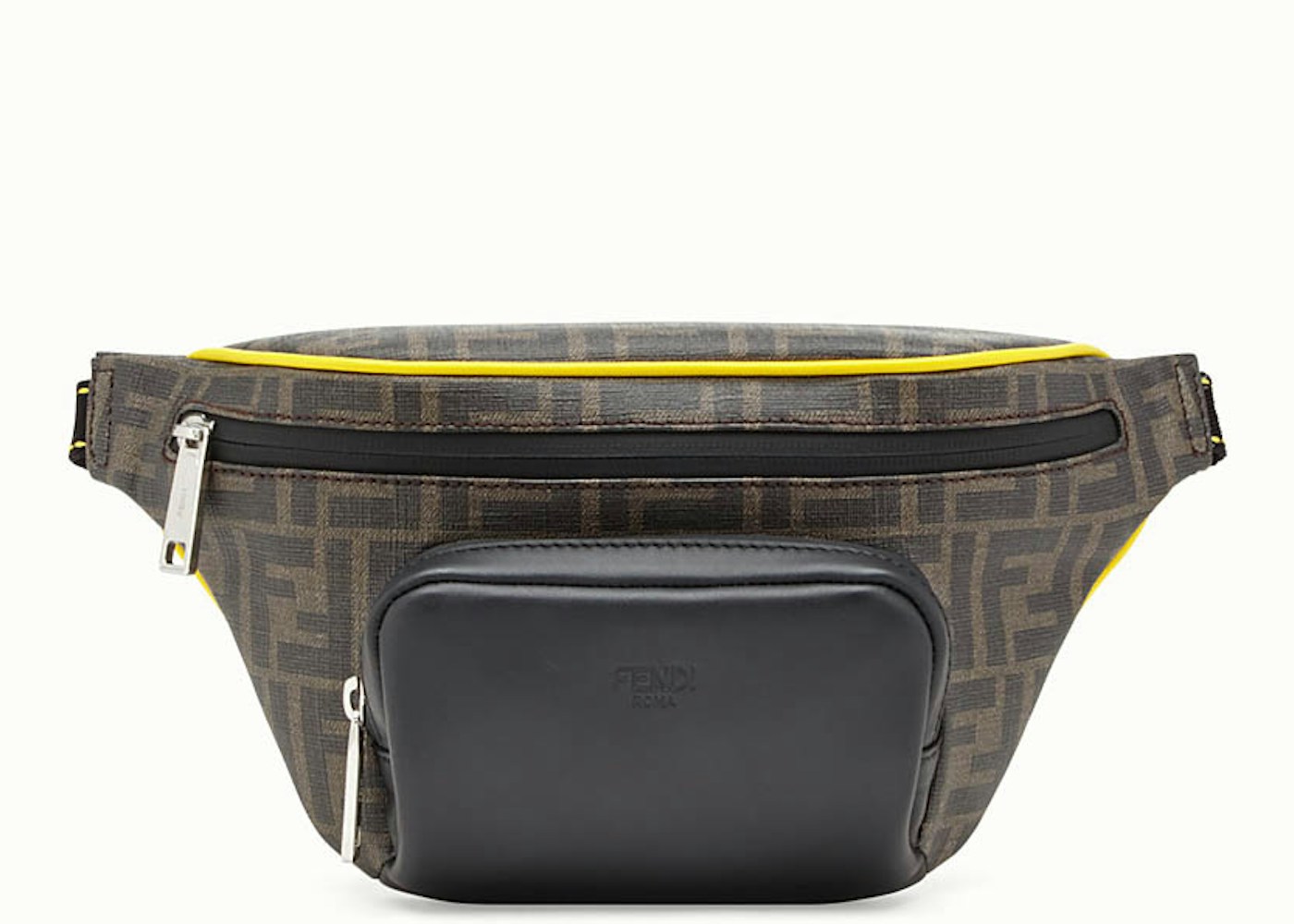 Endeløs Møde abstraktion Fendi Belt Bag FF Fabric Yellow Piping Brown/Black in PU/Leather with  Palladium-tone
