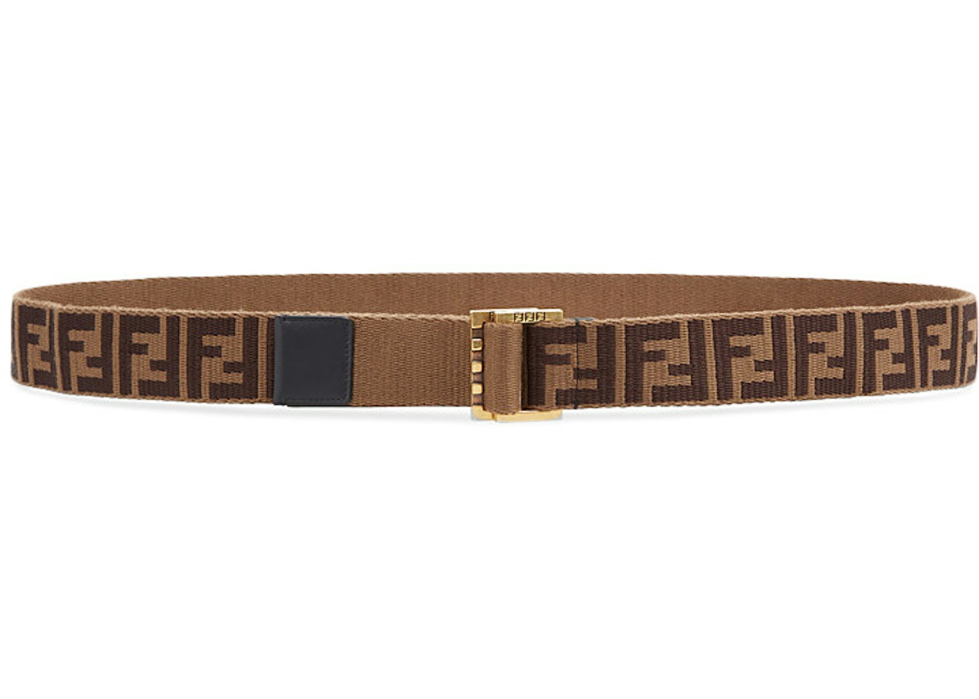 Fendi Belt Brown in Fabric with Black/Vintage Gold