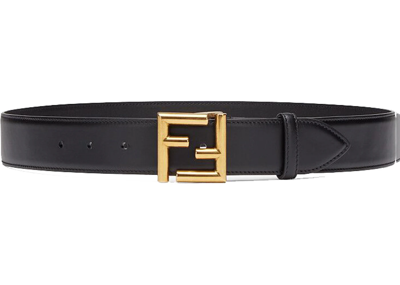 Fendi Belt FF Buckle Black in Leather with Gold-tone - US
