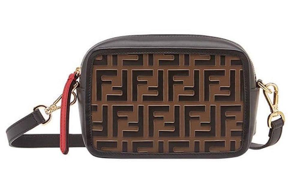 Fendi Camera Case Embossed FF Mini Brown/Black in Calf Leather with  Gold-tone - US