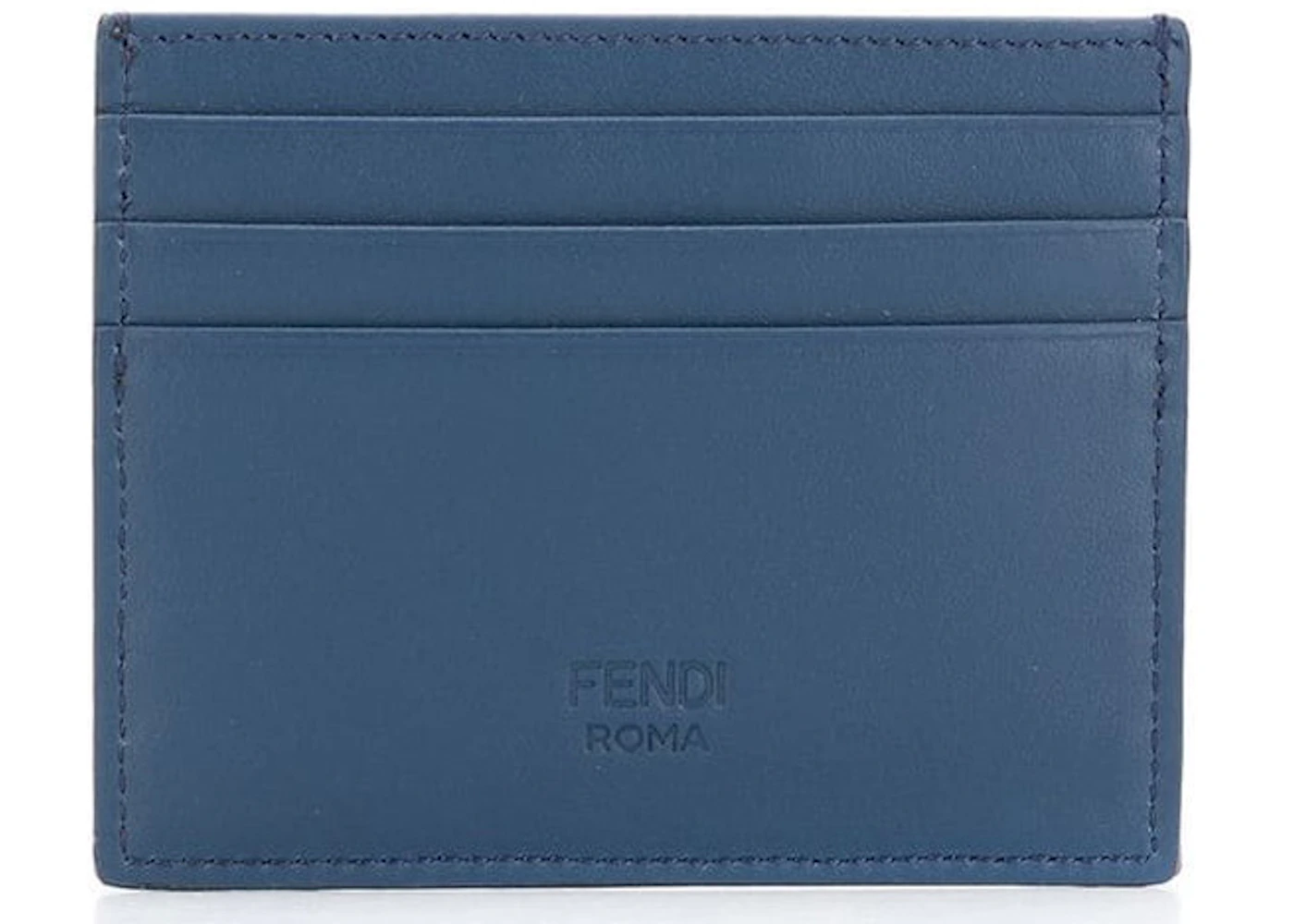 Fendi Card Holder FF Brown/Blue in Cotton/Polyurethane/Leather