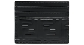 Fendi Cardholder FF Motif Embossed Leather (6 Card Slot) Black