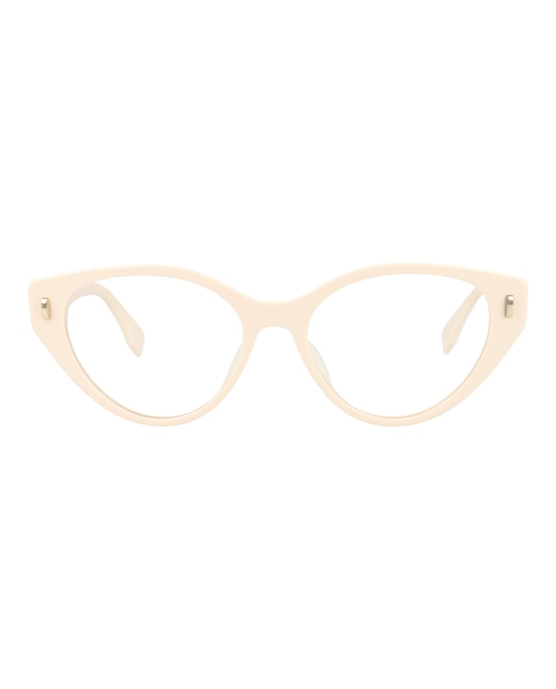 Pre-owned Fendi Women's  Cat Eyeframe Acetate Optical Frames In Ivory Ivory Transparent (fe50020i/53/025)