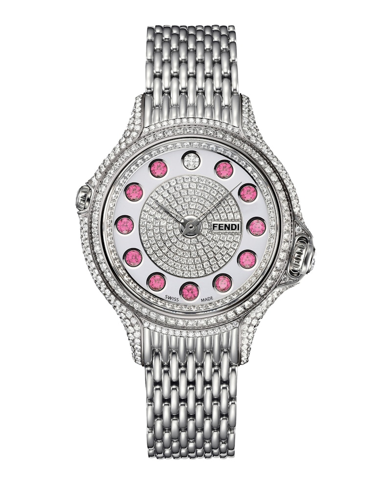 Pre-owned Fendi Women's  Crazy Carats F105034000p4p02 Watch In Stainless Steel In Silver