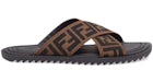Fendi FF Cross Band Slide Black Brown