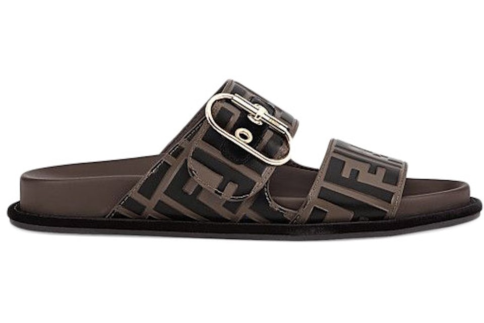 Fendi double strap leather sandals Clearance