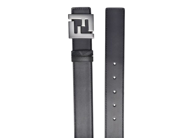 FENDI FF logo-plaque leather belt - Black