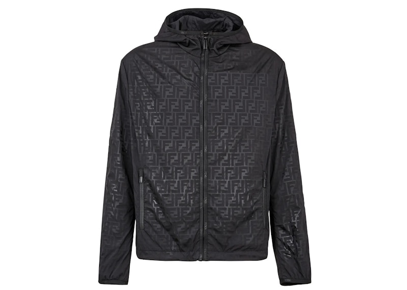 Fendi FF Logo Packable FENDI Hooded Jacket Black Men's - US