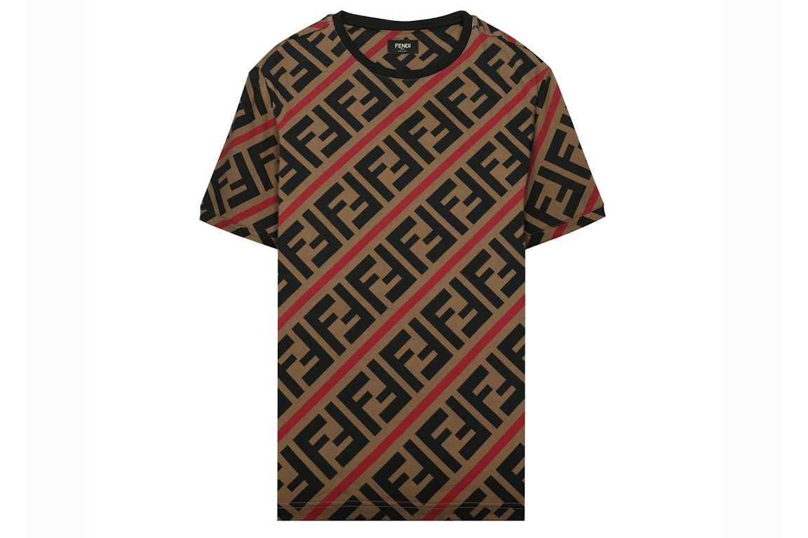 Pre-owned Fendi Ff Monogram Printed T-shirt Brown/red